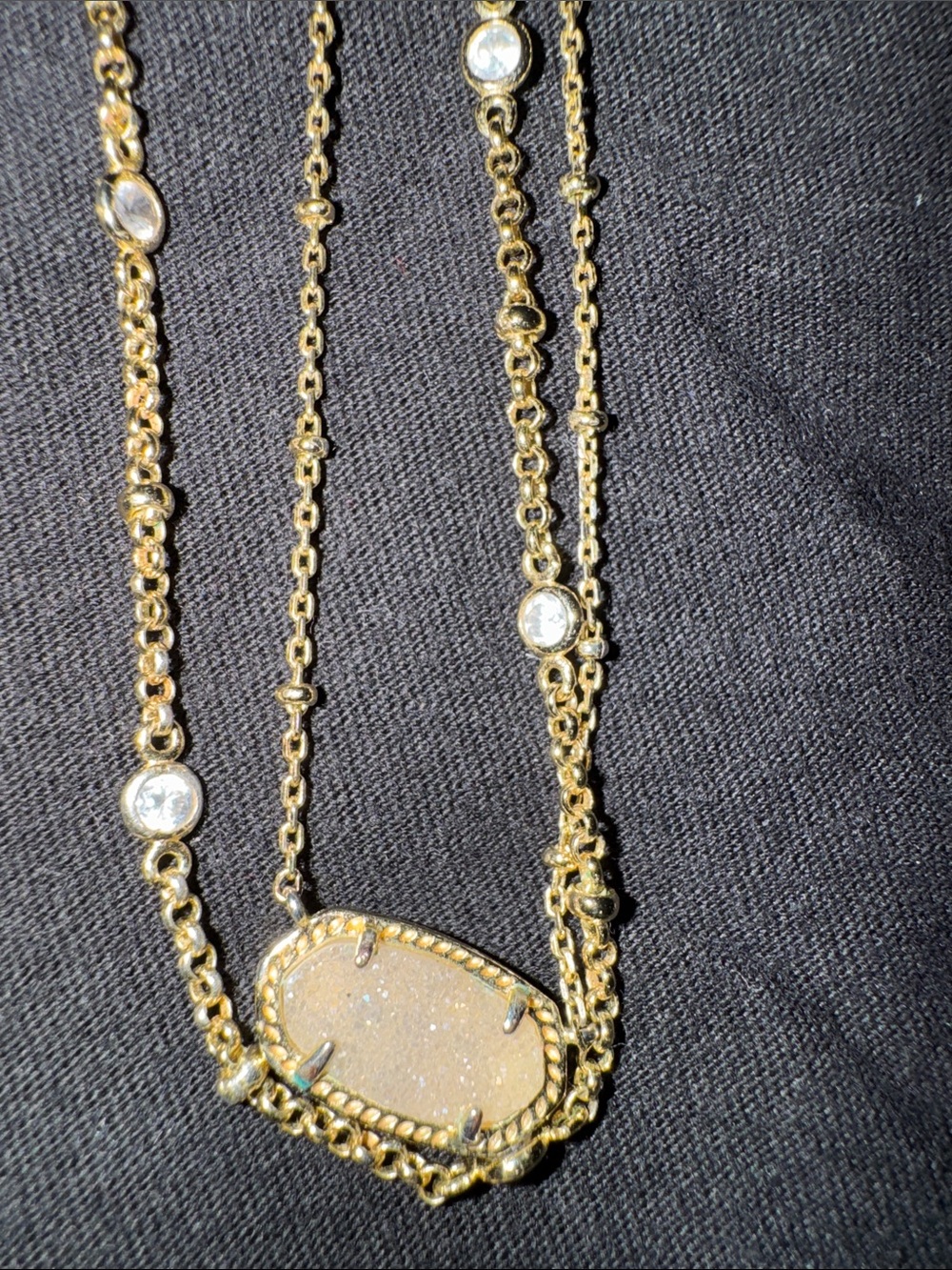 Kendra Scott Gold Layered Pendant Necklace with Clear Crystal Accents - Picture 8 of 8